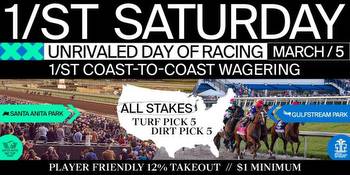1/ST Saturday: 12 Percent Takeout On Coast To Coast All Turf Stakes Pick 5, All Dirt Stakes Pick 5