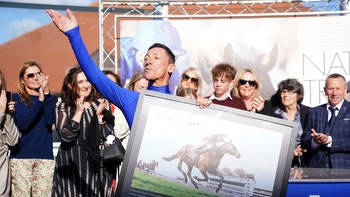 Frankie Dettori is honoured with two huge murals at Newmarket as legendary jockey gets set to depart the domestic stage