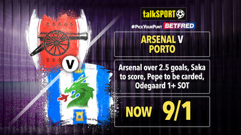 Arsenal v Porto 9/1 #PYP: Arsenal over 2.5 goals, Saka to score, Pepe carded, Odegaard 1+ SOT