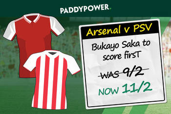 Arsenal v PSV: Get Saka to score first now at 11/2 with Paddy Power!