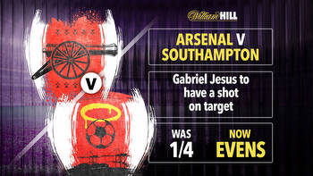 Arsenal v Southampton: Get EVENS on Gabriel Jesus to have a shot on target with William Hill