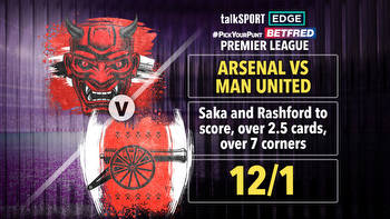 Arsenal vs Man United 12/1 #PYP: Saka and Rashford to score, over 2.5 cards, over 7 corners