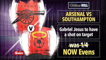 Arsenal vs Southampton: Get Gabriel Jesus to have a shot on target at EVENS with William Hill, plus £40 bonus
