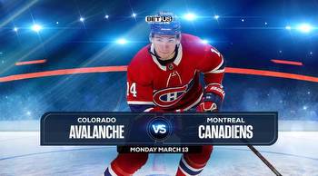 Avalanche vs Canadiens Prediction, Odds and Picks, Mar 13