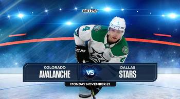 Avalanche vs Stars Prediction, Preview, Odds & Picks Nov. 21