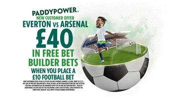 Back our 16/1 Everton vs Arsenal bet builder PLUS £40 in free bets with Paddy Power