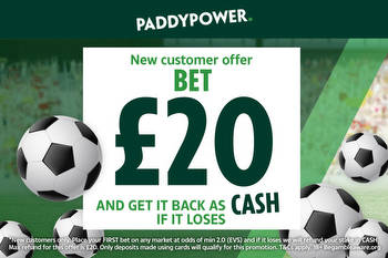 Bet £20 get it back as cash if it loses on the Premier League with Paddy Power