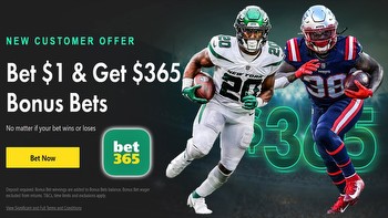 bet365 Promo Code: Bet $1, Get $365 Bonus for NY Jets-Patriots