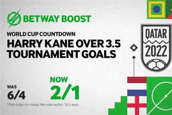 Betway Super Boost: Harry Kane to score over 3.5 tournament goals was 6/4 now 2/1