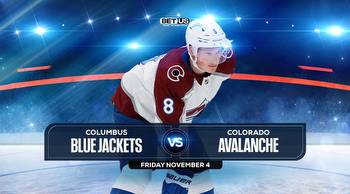 Blue Jackets vs Avalanche Prediction, Odds & Picks Nov. 04