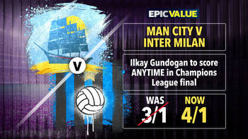 Champions League final price boost: Get Gundogan to score anytime at 4/1 with William Hill