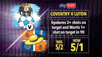 Coventry v Luton: Get Gyokeres to have 2+ SOT and Morris to have 1+ SOT with Sky Bet