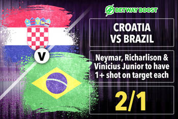 Croatia v Brazil: Get Neymar, Richarlison and Vinicius to have a shot on target each at 2/1 with Betway