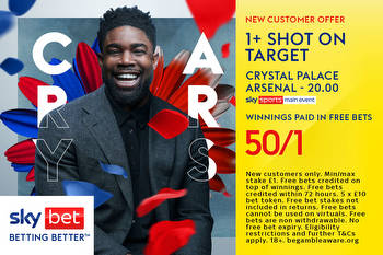 Crystal Palace v Arsenal: Get 50/1 for a shot on target with Sky Bet new customer offer