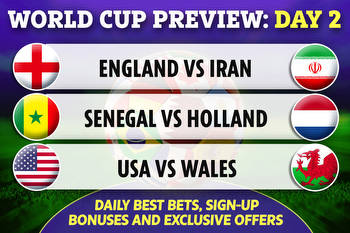 Day 2: England vs Iran tips and prediction, Wales, USA & Holland free bets, bonus sign-up offers