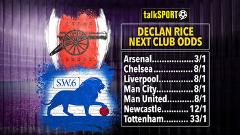 Declan Rice next club odds: Arsenal lead Premier League quartet in race for West Ham superstar