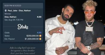 Despite Losing Over $5 Million in Betting, Drake Raises the Stakes Once Again During Jake Paul vs Nate Diaz