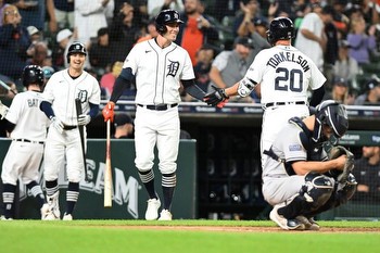 Detroit Tigers' Kerry Carpenter prop bet lines for hits, home runs, RBI, runs, and total bases against New York Yankees