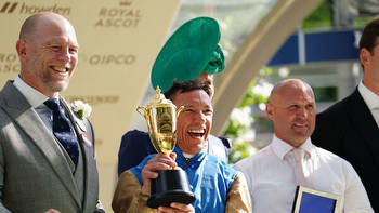 Dettori jumping for joy after getting off the mark at final Royal Ascot