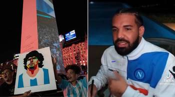 Drake bets on Argentina to win, while wearing a Napoli jersey