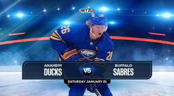 Ducks vs Sabres Prediction, Stream, Odds and Picks, Jan 21