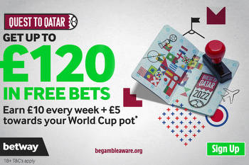 Earn £10 every week + £5 towards your World Cup Pot with Betway sign-up bonus offer