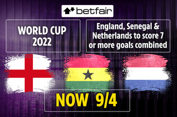 England, Senegal and Netherlands to score 7 or more goals combined at 9/4 on Betfair
