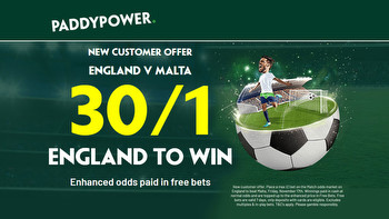 England v Malta betting offer: Get 30/1 on England to win with Paddy Power