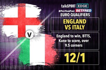 England vs Italy 12/1 PYP: England to win, BTTS, Kane to score, over 9.5 corners on Betfred