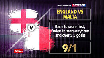England vs Malta tips and free bets: Back our 9/1 #PickYourPunt and claim Betfred’s £40 bonus