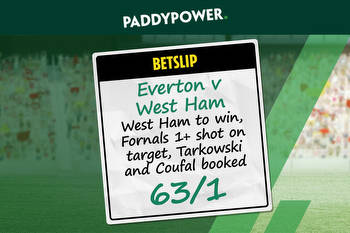 Everton v West Ham: Back our talkSPORT special 63/1 bet builder with Paddy Power