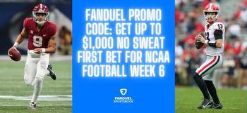 FanDuel promo code: Get no sweat first bet up to $1,000 for NCAA football Week 6
