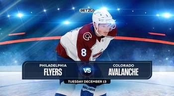 Flyers vs Avalanche Prediction, Stream, Odds and Picks., Dec. 13