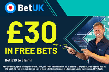 Football offer: Bet £10 Get £30 In Free Bets with Bet UK