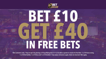 Get £40 in free bets and welcome bonuses when you stake £10 on horse racing with BetMGM