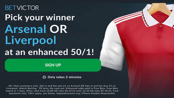 Get Arsenal OR Liverpool at HUGE 50/1 to win Sunday's Premier League showdown with BetVictor