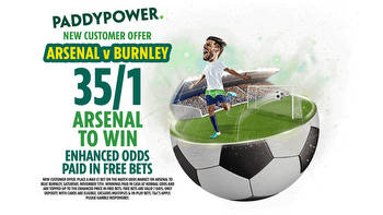 Get Arsenal to beat Burnley in the Premier League at HUGE 35/1 with Paddy Power