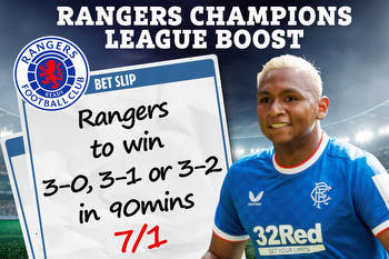 Get boosted odds of 7/1 for Rangers to beat Union SG 3-0, 3-1 OR 3-2 with Sky Bet