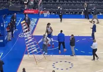 Giannis Antetokounmpo shoves ladder after loss to 76ers