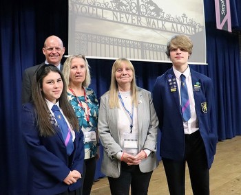 Hillsborough campaigner Margaret Aspinall visits Rainhill High School