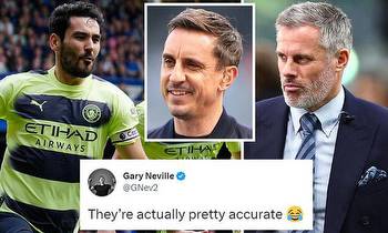 How did Gary Neville and Jamie Carragher's pre-season predictions play out?