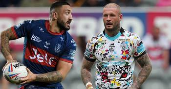 Hull KR's Elliot Minchella and Leigh Leopards' Zak Hardaker take look at Wembley line-ups