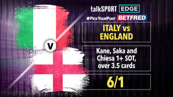 Italy v England 6/1 #PickYourPunt: Kane, Saka and Chiesa 1+ SOT, over 3.5 cards with Betfred