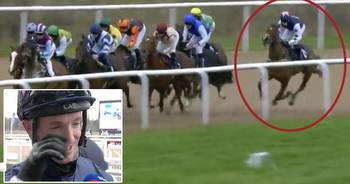 Jockey holds back the tears after riding miraculous 80-1 winner on last day in the job