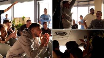 Man City players celebrated wildly as they were crowned Premier League champions