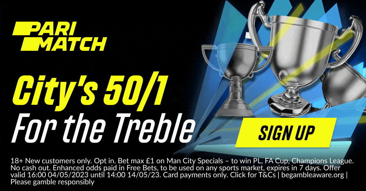 Man City Treble Odds: Get 50/1 on Manchester City to Win the Treble with Parimatch
