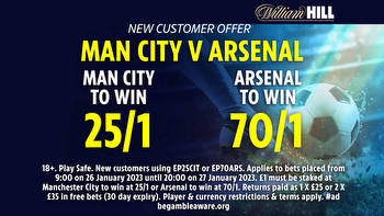 Man City vs Arsenal free bets: Get City at 25/1 or Gunners at huge 70/1 to win FA Cup clash with William Hill