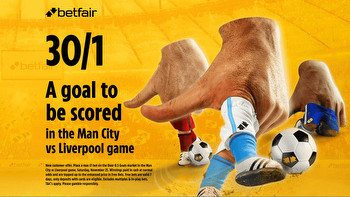 Man City vs Liverpool: Betfair offering 30/1 for a goal to be scored during Saturday's huge Premier League clash