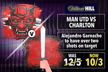 Man Utd vs Charlton: Get Alejandro Garnacho to have over two shots on target at 10-3 with William Hill