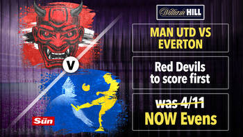 Man Utd vs Everton: Get Red Devils at EVENS to score first with William Hill, plus grab £40 in free bets and bonuses